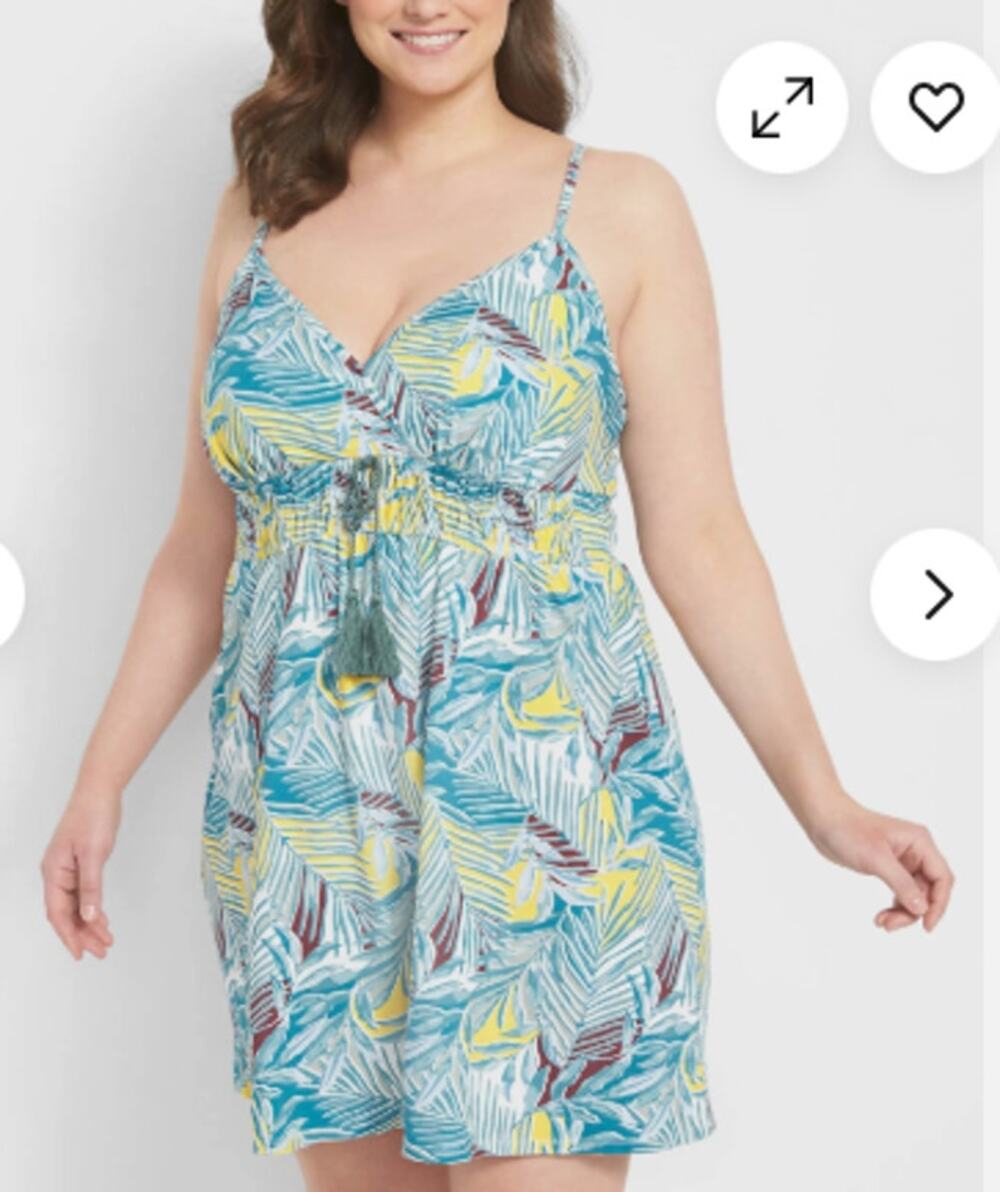Cacique Women 26/ 28 4x Multicolored Leaves Babydoll Chemise Night Gown Dress